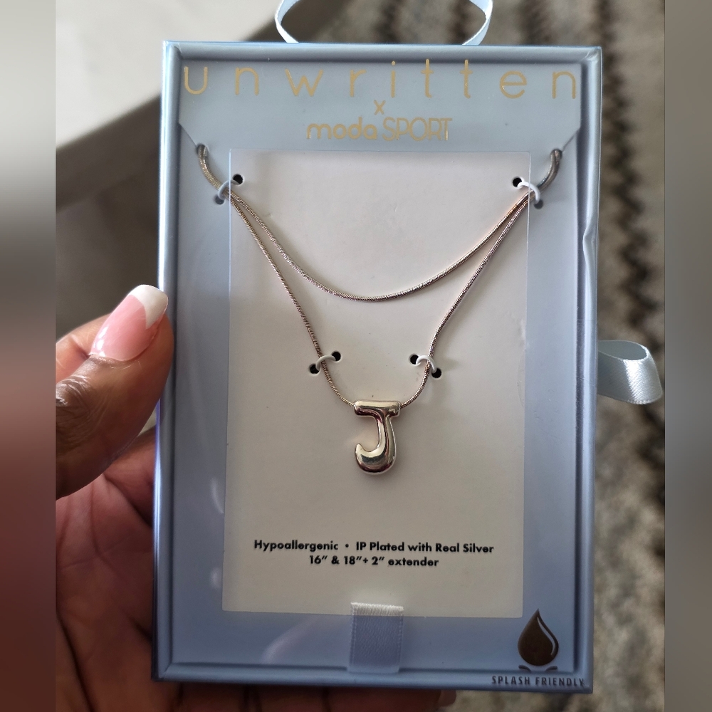Unwritten Women Silver Letter J Name Initial Necklace New